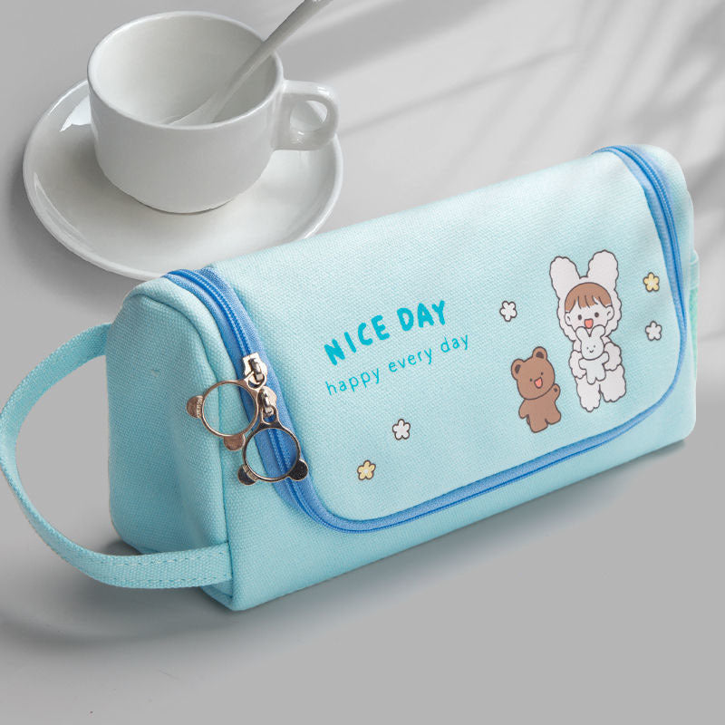 Student Pen Bag Large Capacity Lovely Canvas Pen Bag