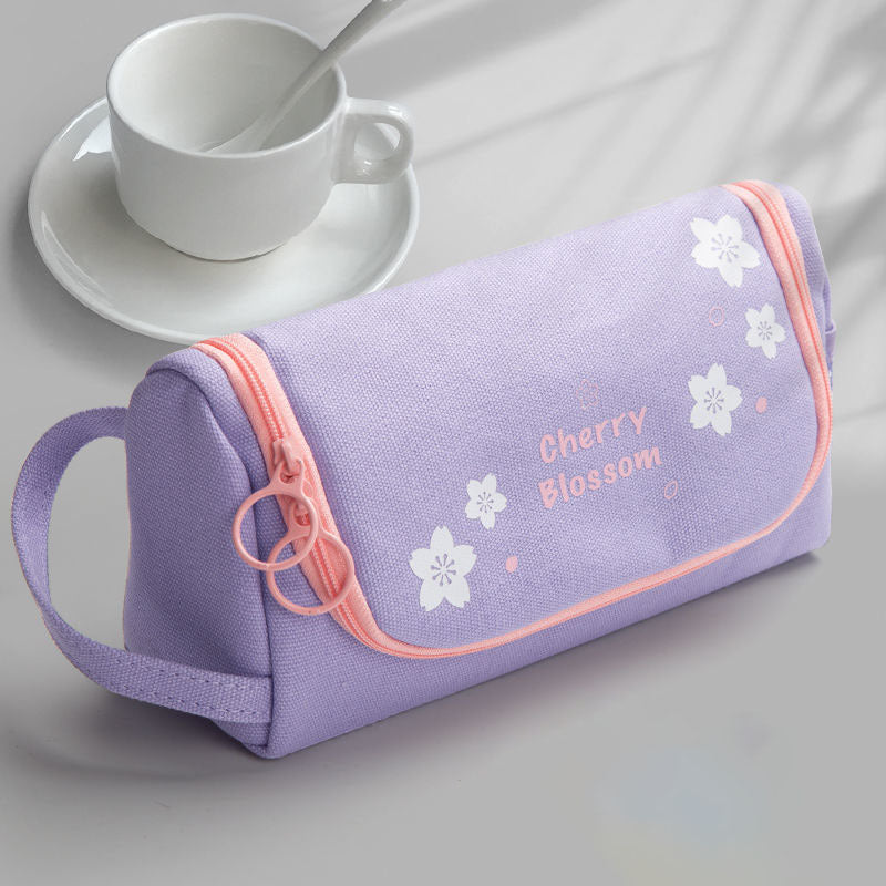 Student Pen Bag Large Capacity Lovely Canvas Pen Bag