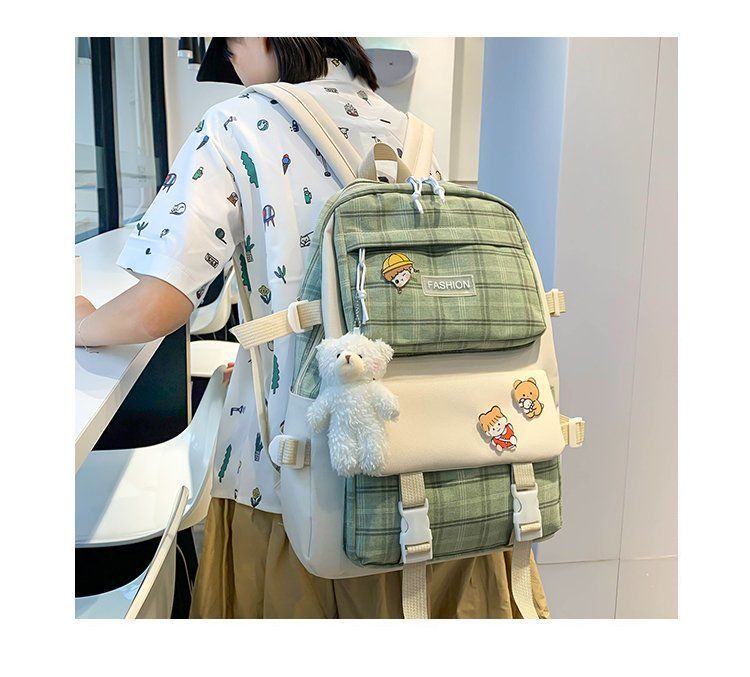 Backpack Cute Grid Elementary School Book