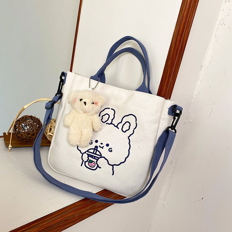 Cute Canvas Bag Female Messenger Bag Korean Ins Japanese Portable Single Shoulder Bag