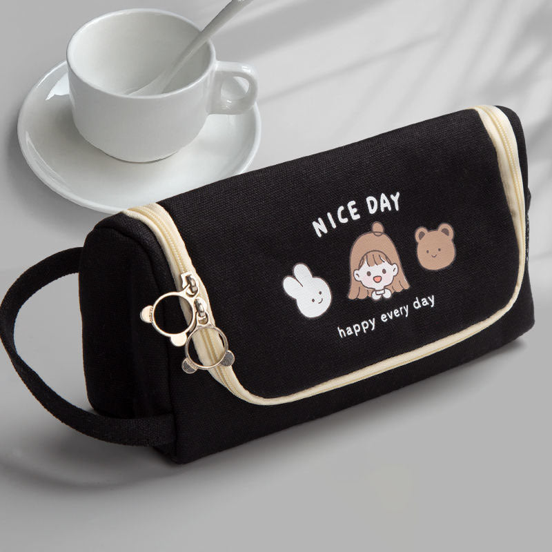 Student Pen Bag Large Capacity Lovely Canvas Pen Bag