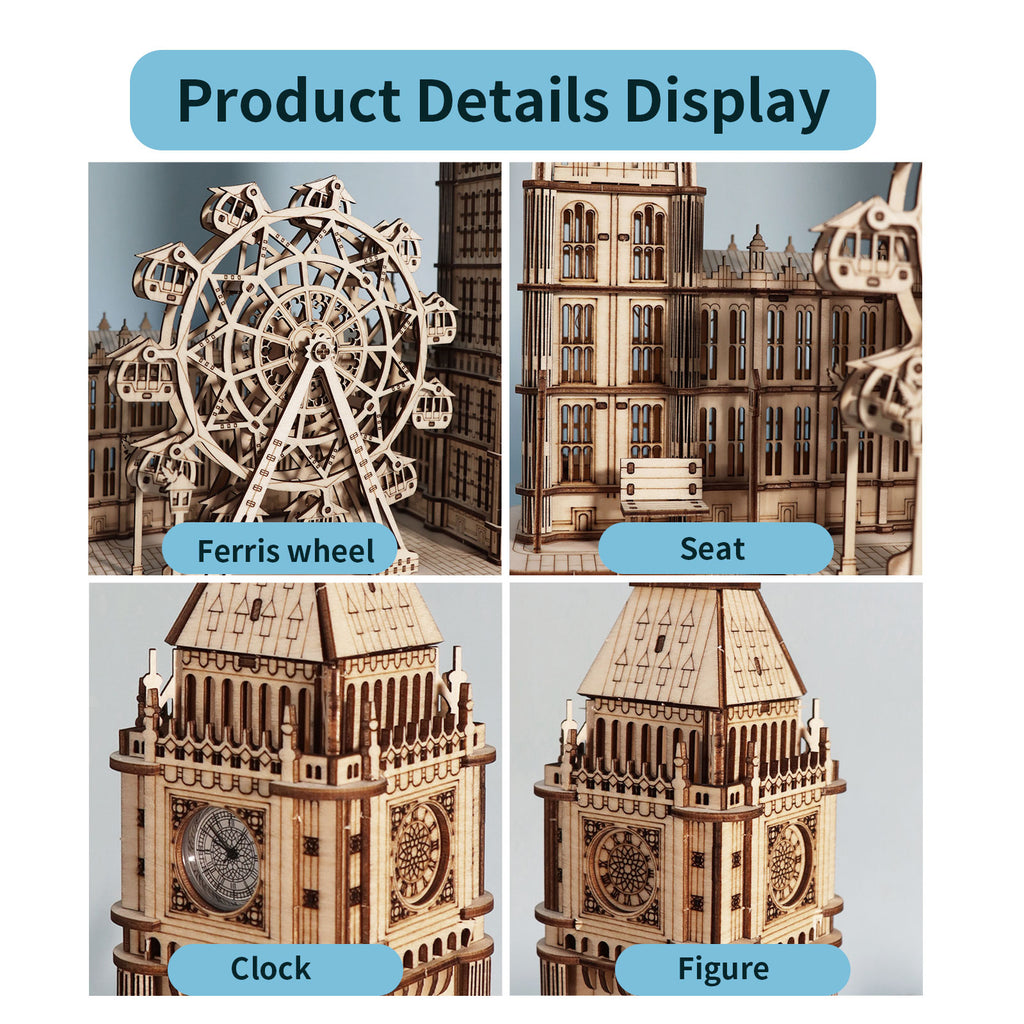 3D Wooden Puzzle Big Ben Model Kits Desktop Clock DIY Building Blocks Creative Gift Home Decor For Family Unique Christmas Gift