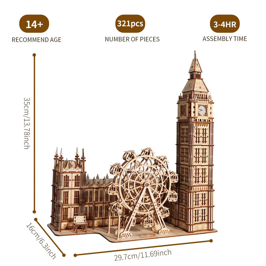 3D Wooden Puzzle Big Ben Model Kits Desktop Clock DIY Building Blocks Creative Gift Home Decor For Family Unique Christmas Gift
