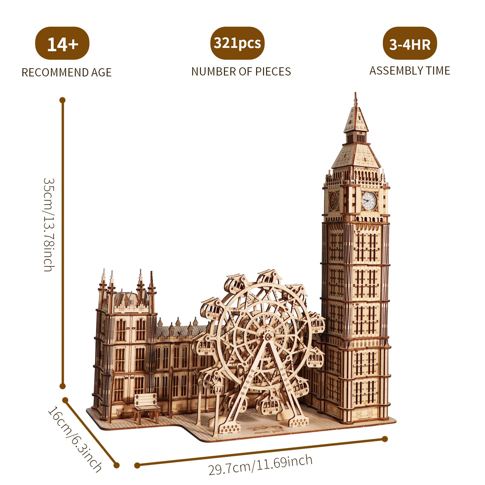 3D Wooden Puzzle Big Ben Model Kits Desktop Clock DIY Building Blocks Creative Gift Home Decor For Family Unique Christmas Gift