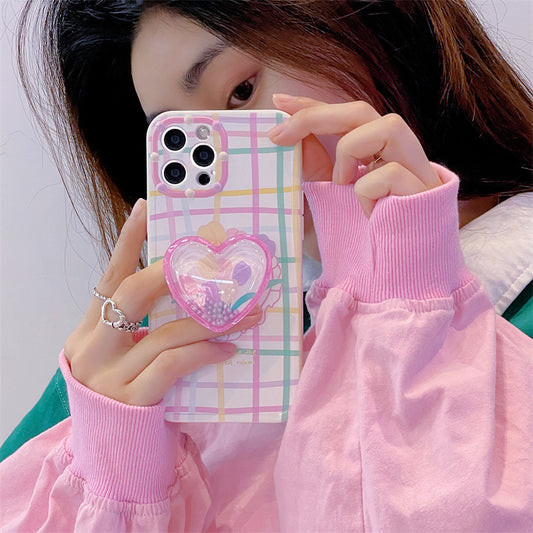 Line Grid Flower Style Mobile Phone Case Bracket