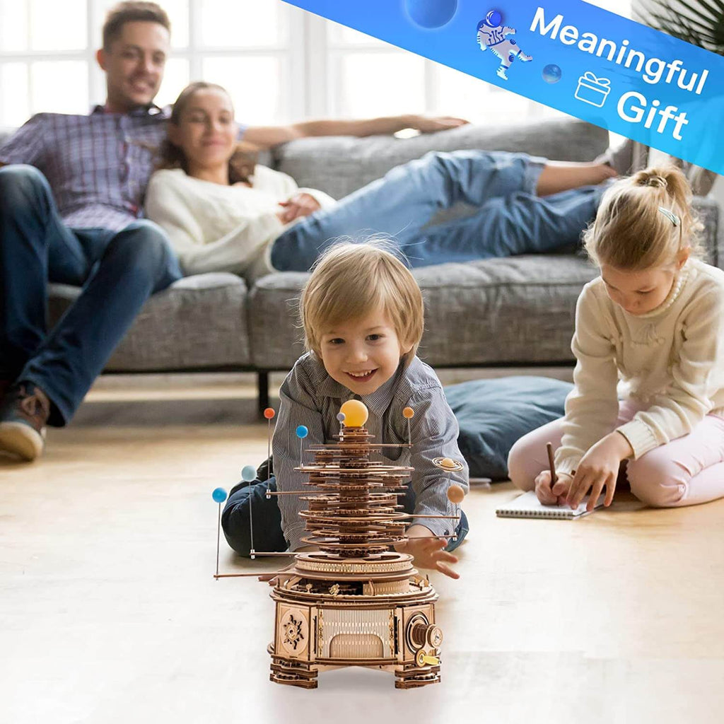 ROKR 3D wooden puzzle, Mechanical orrery model kit, 316PCS wooden puzzle, Rotatable mechanical puzzle, DIY wooden model kit, 3D assembly puzzle toy, Educational building kit, Wooden science model, Creative STEM toy, Mechanical wooden construction kit