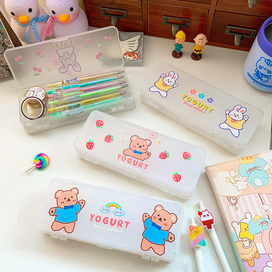 Girl Heart Ins Double-layer Pen Box Creative Korean styàle Cute