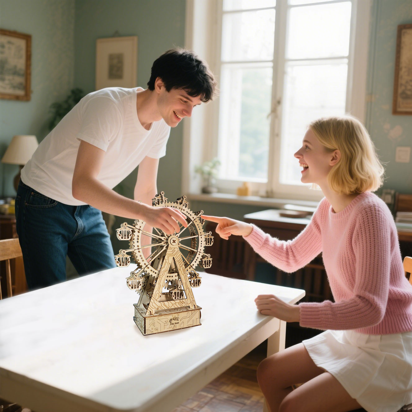 3D Wooden Puzzle Gear Ferris Wheel Music Box You Are My Sunshine Handmade Assembly Model Kit Holidays Brthdays Christmas Gifts