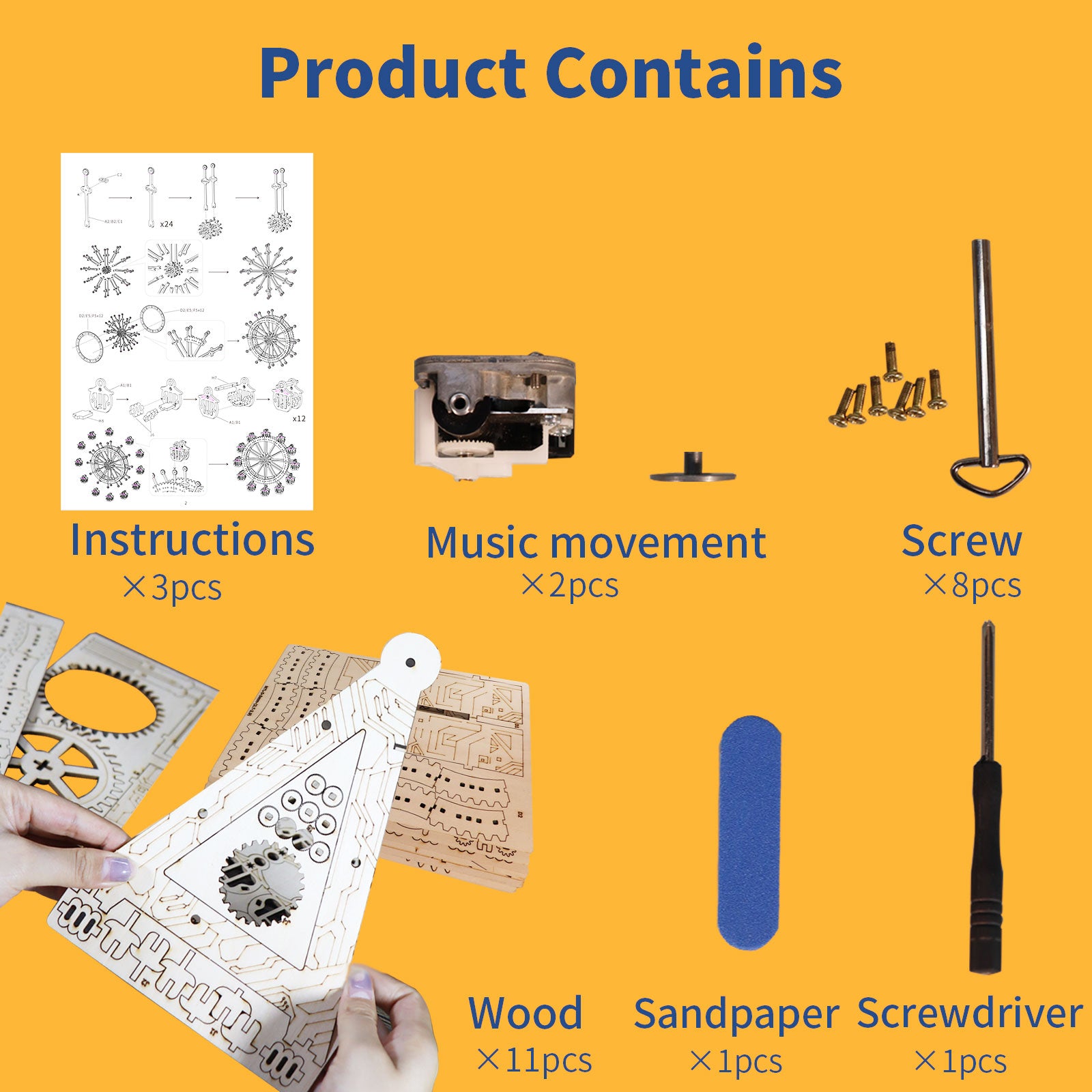 3D Wooden Puzzle Gear Ferris Wheel Music Box You Are My Sunshine Handmade Assembly Model Kit Holidays Brthdays Christmas Gifts