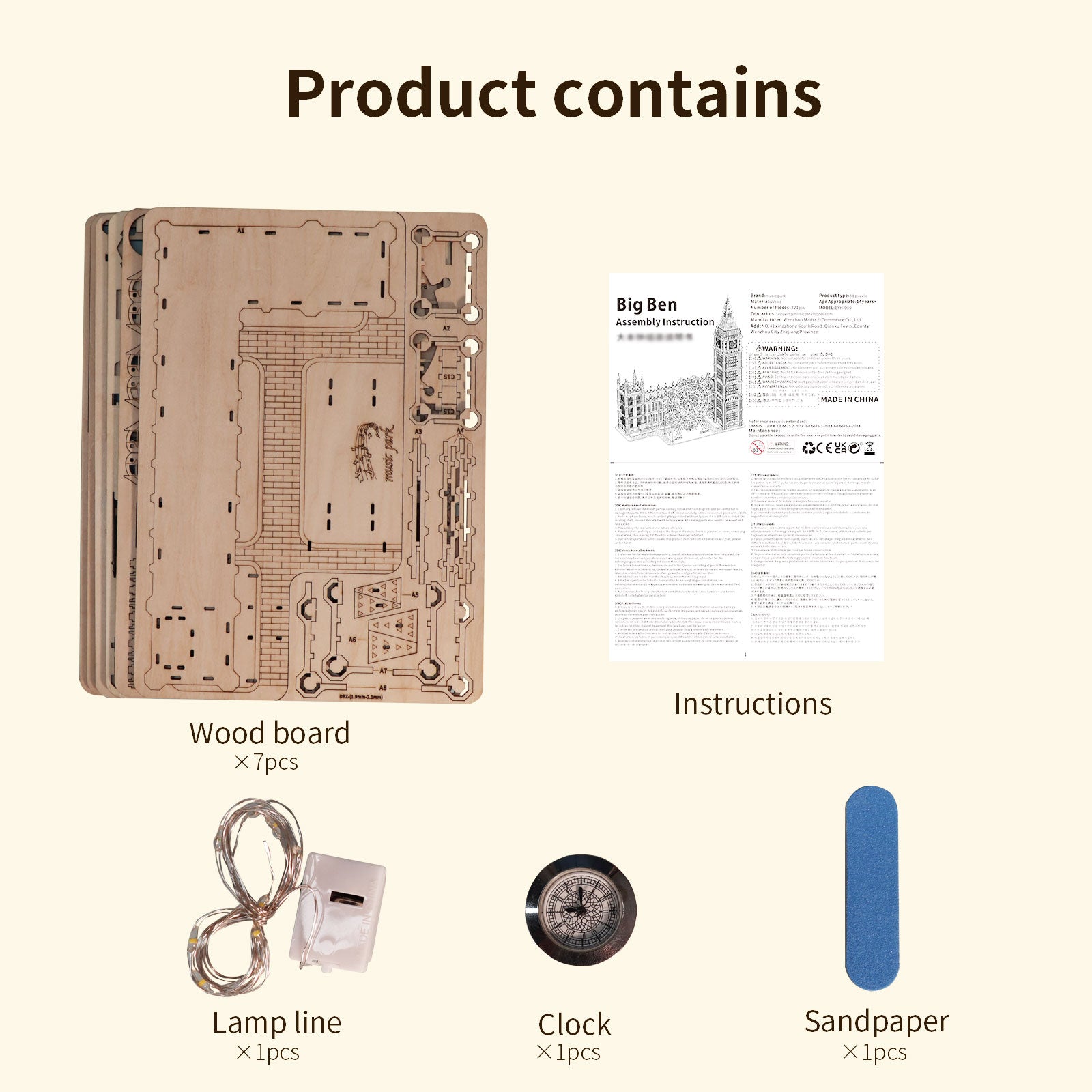 3D Wooden Puzzle Big Ben Model Kits Desktop Clock DIY Building Blocks Creative Gift Home Decor For Family Unique Christmas Gift