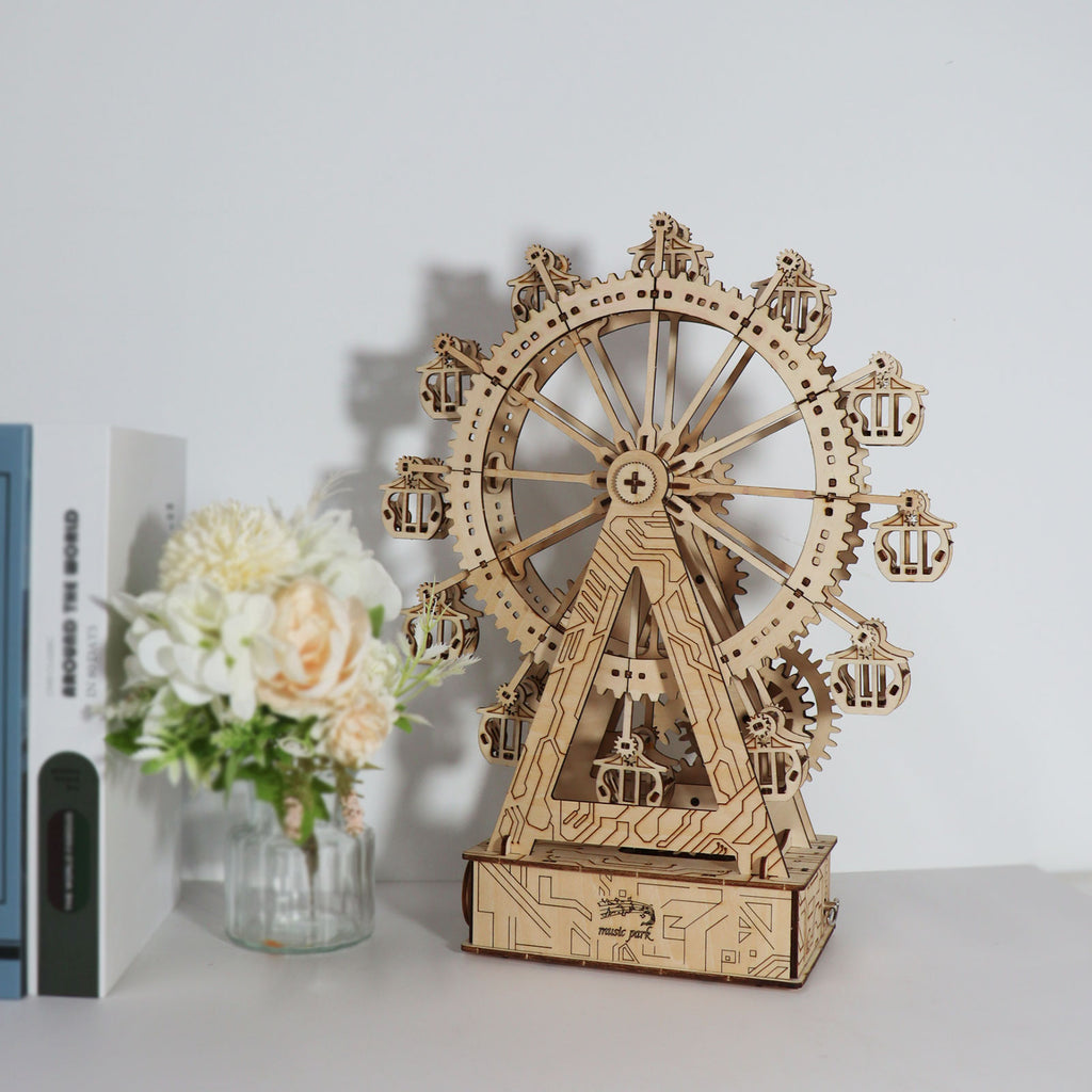 3D Wooden Puzzle Gear Ferris Wheel Music Box You Are My Sunshine Handmade Assembly Model Kit Holidays Brthdays Christmas Gifts