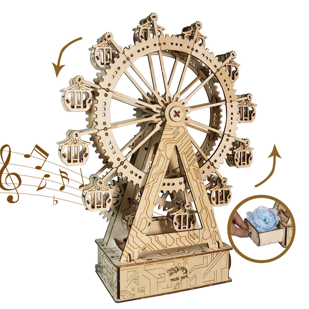 3D Wooden Puzzle Gear Ferris Wheel Music Box You Are My Sunshine Handmade Assembly Model Kit Holidays Brthdays Christmas Gifts