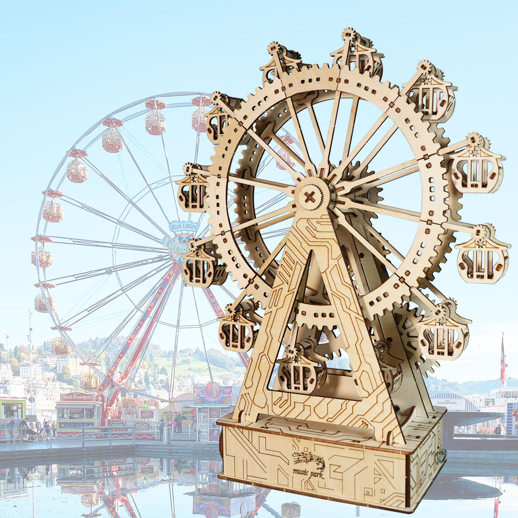 3D Wooden Puzzle Gear Ferris Wheel Music Box You Are My Sunshine Handmade Assembly Model Kit Holidays Brthdays Christmas Gifts