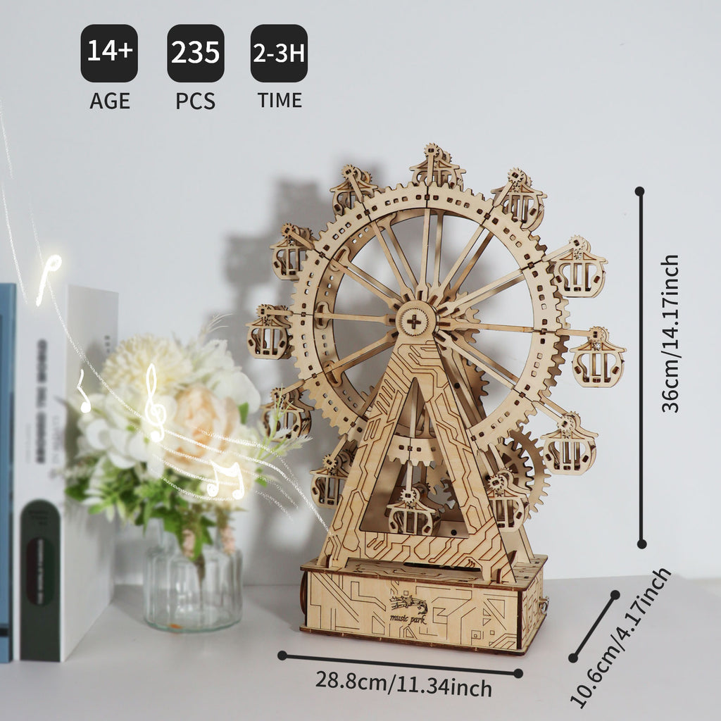 3D Wooden Puzzle Gear Ferris Wheel Music Box You Are My Sunshine Handmade Assembly Model Kit Holidays Brthdays Christmas Gifts